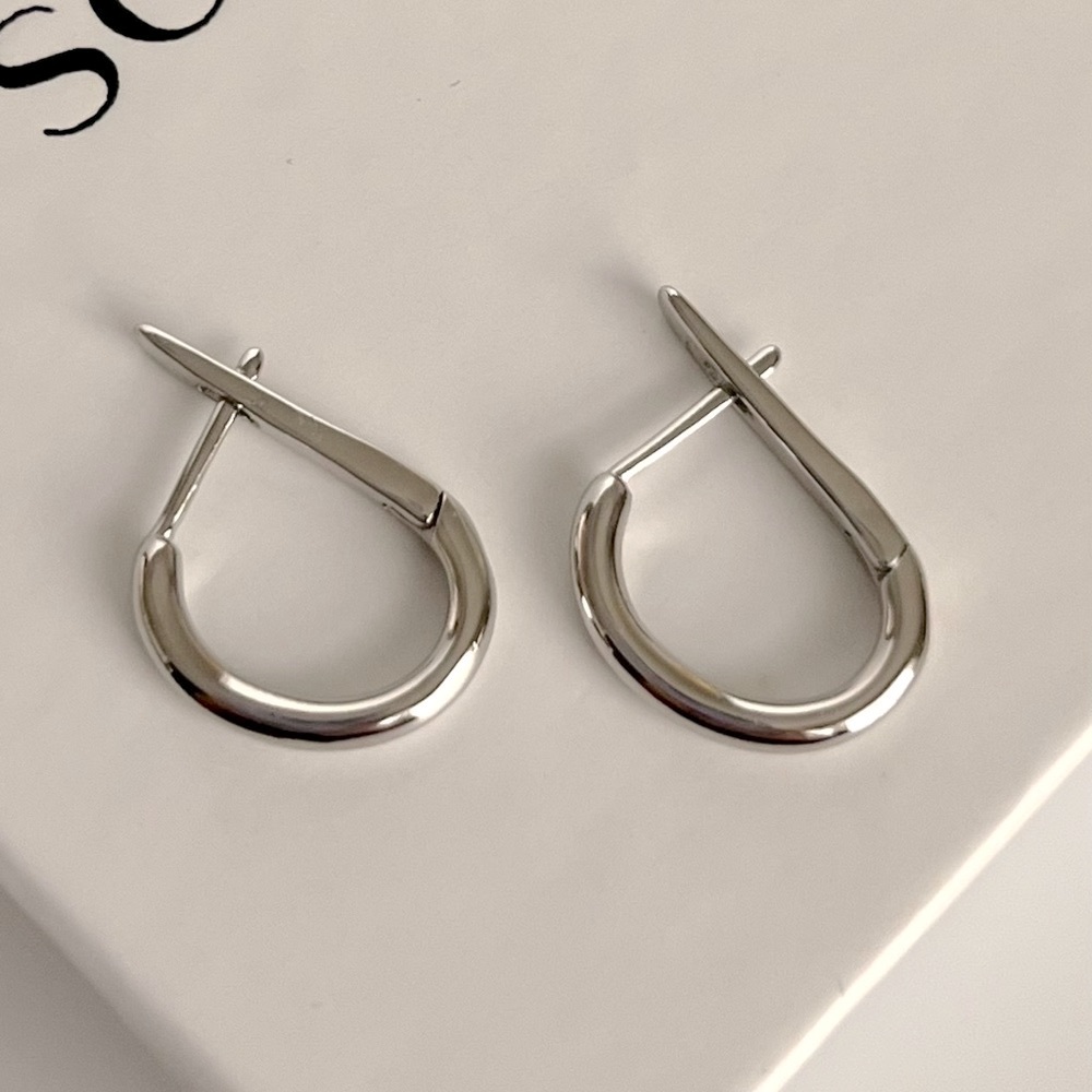 Hoop Huggie Earrings | Platinum Plated | Silver Color